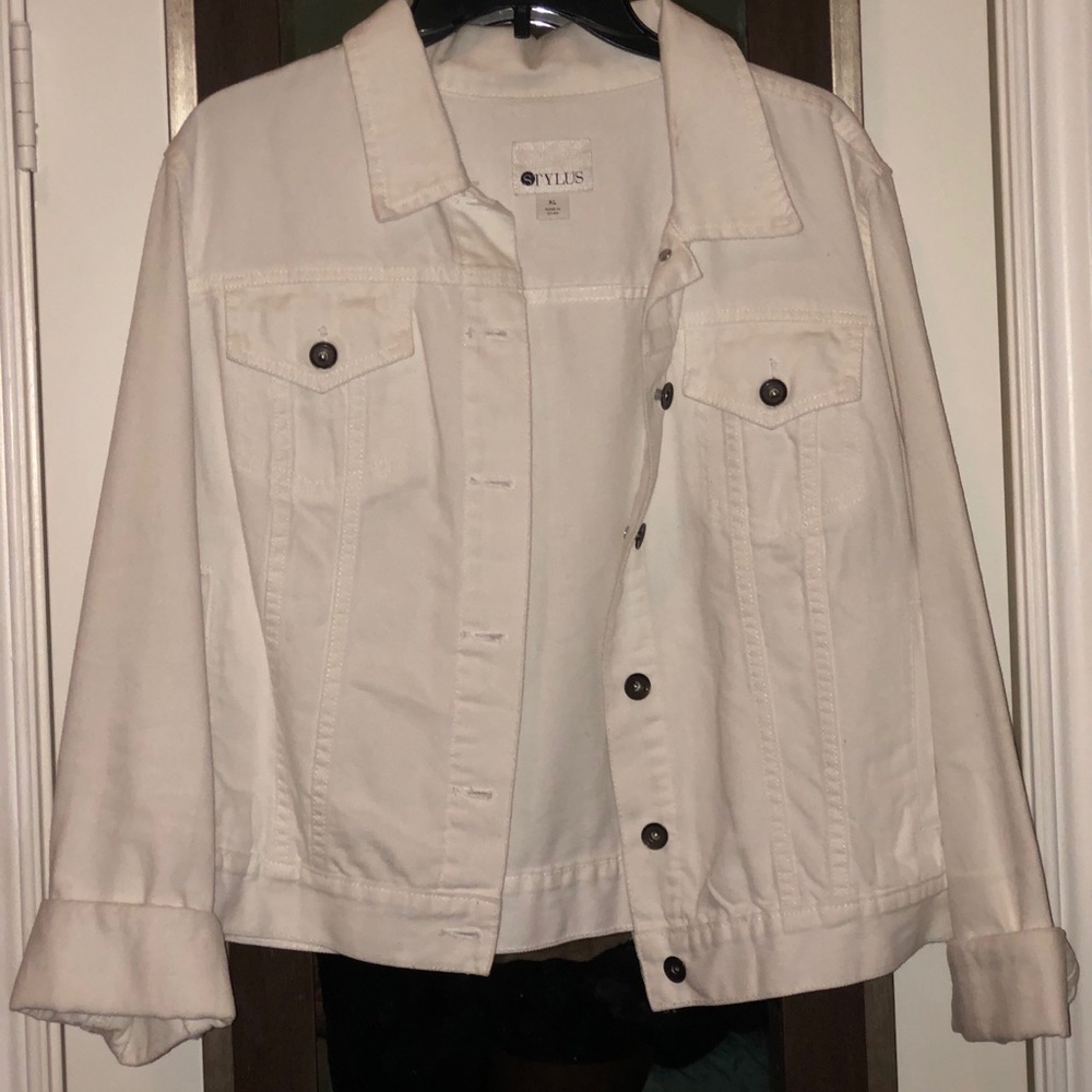 All white denim jacket!!